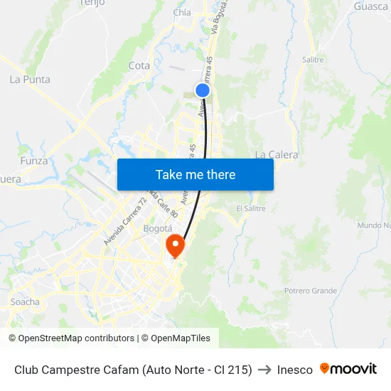 Club Campestre Cafam (Auto Norte - Cl 215) to Inesco map