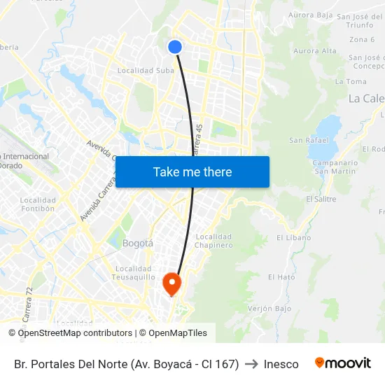Br. Portales Del Norte (Av. Boyacá - Cl 167) to Inesco map