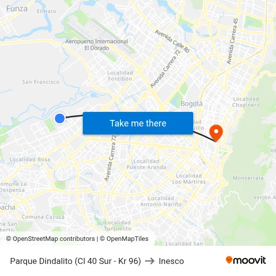 Parque Dindalito (Cl 40 Sur - Kr 96) to Inesco map