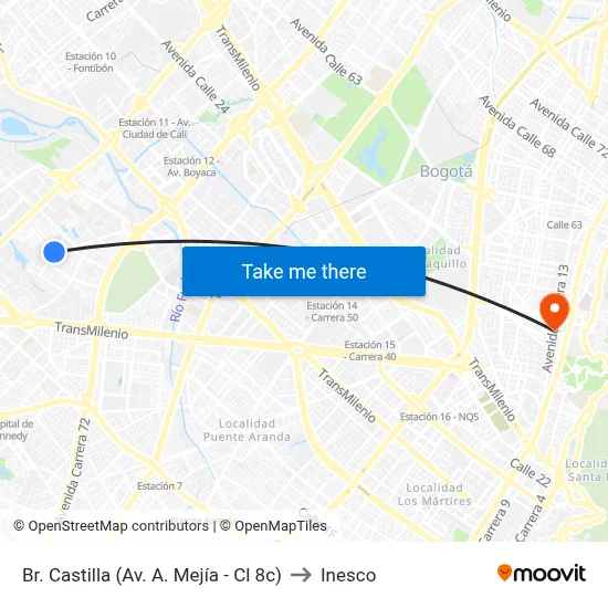 Br. Castilla (Av. A. Mejía - Cl 8c) to Inesco map