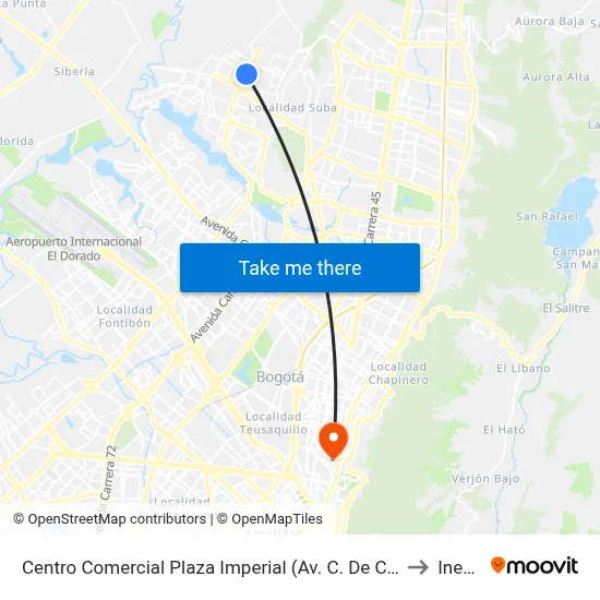 Centro Comercial Plaza Imperial (Av. C. De Cali - Cl 151c) to Inesco map
