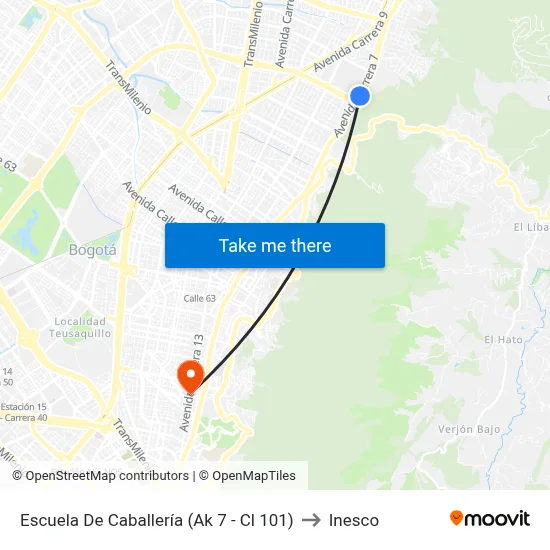 Escuela De Caballería (Ak 7 - Cl 101) to Inesco map