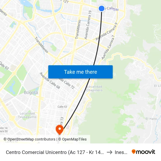 Centro Comercial Unicentro (Ac 127 - Kr 14a) to Inesco map