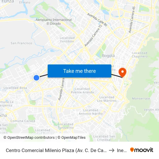 Centro Comercial Milenio Plaza (Av. C. De Cali - Cl 42f Sur) (A) to Inesco map