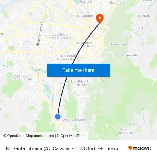Br. Santa Librada (Av. Caracas - Cl 73 Sur) to Inesco map