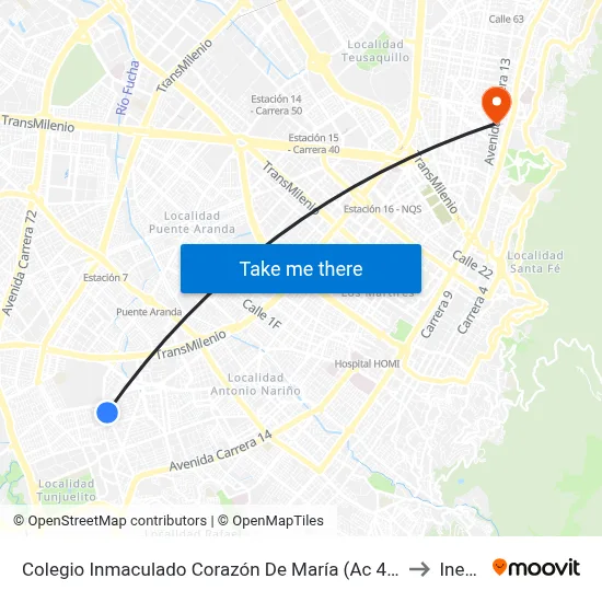 Colegio Inmaculado Corazón De María (Ac 44 Sur - Kr 29) to Inesco map