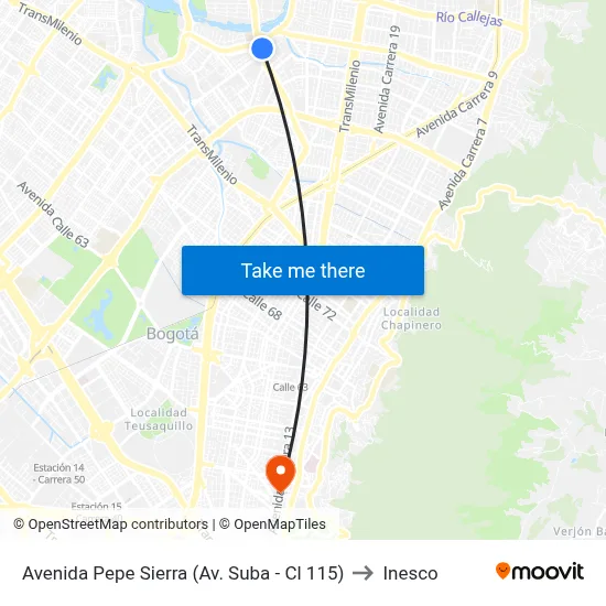 Avenida Pepe Sierra (Av. Suba - Cl 115) to Inesco map