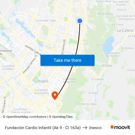 Fundación Cardio Infantil (Ak 9 - Cl 163a) to Inesco map