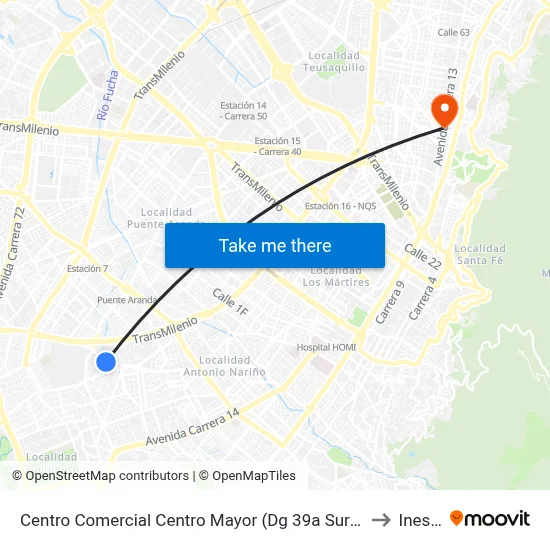 Centro Comercial Centro Mayor (Dg 39a Sur - Tv 38a) to Inesco map