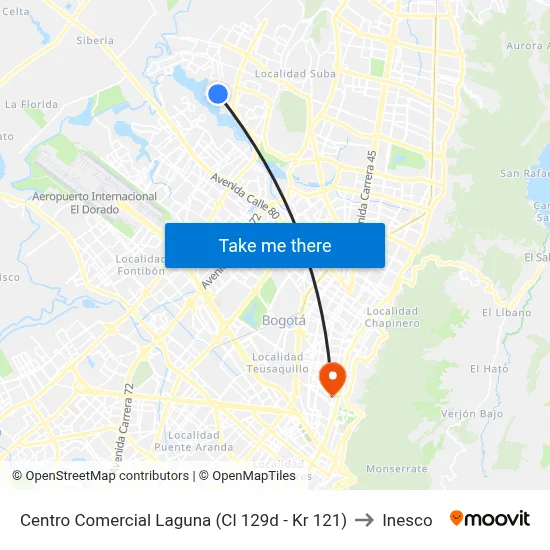 Centro Comercial Laguna (Cl 129d - Kr 121) to Inesco map