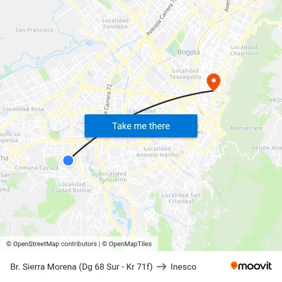 Br. Sierra Morena (Dg 68 Sur - Kr 71f) to Inesco map