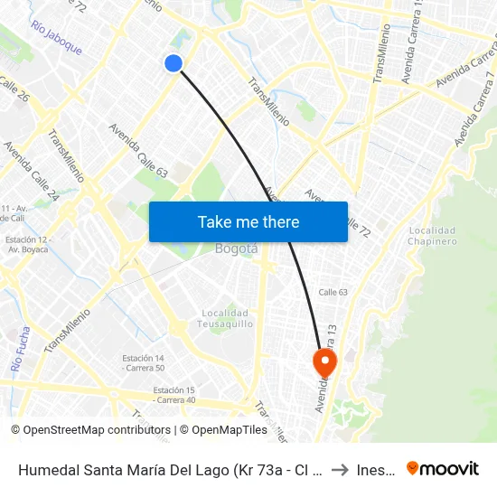 Humedal Santa María Del Lago (Kr 73a - Cl 72a) to Inesco map