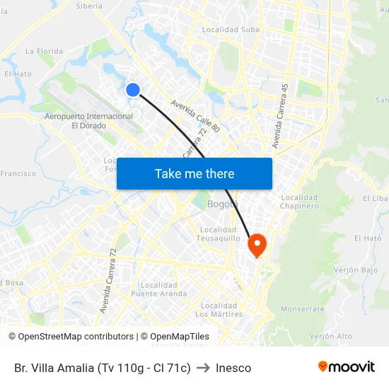 Br. Villa Amalia (Tv 110g - Cl 71c) to Inesco map