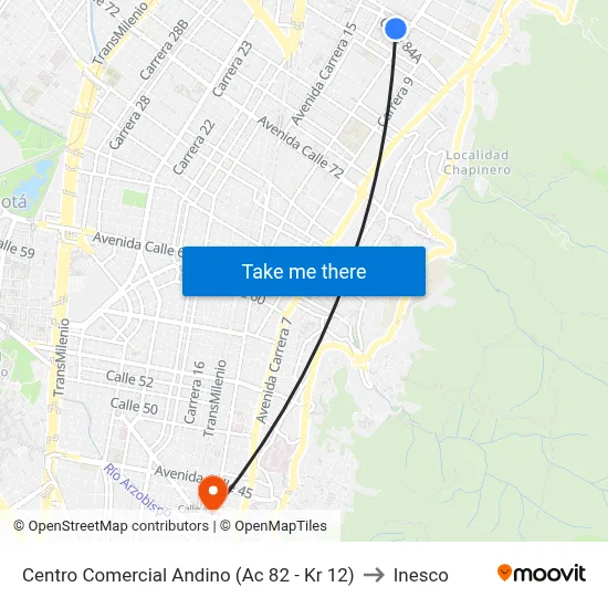 Centro Comercial Andino (Ac 82 - Kr 12) to Inesco map