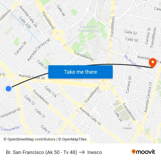 Br. San Francisco (Ak 50 - Tv 48) to Inesco map