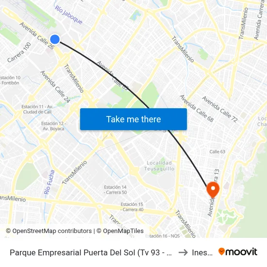 Parque Empresarial Puerta Del Sol (Tv 93 - Cl 51) to Inesco map