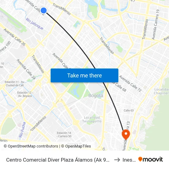 Centro Comercial Diver Plaza Álamos (Ak 96 - Cl 72a) to Inesco map