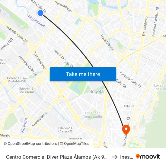 Centro Comercial Diver Plaza Álamos (Ak 96 - Cl 70) to Inesco map