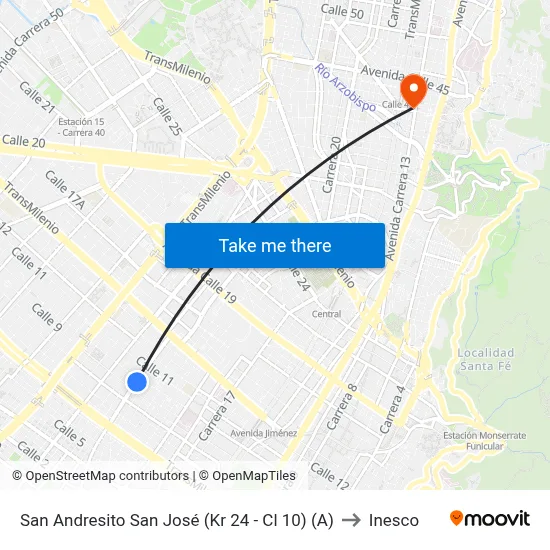 San Andresito San José (Kr 24 - Cl 10) (A) to Inesco map