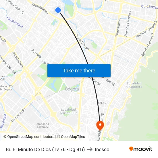 Br. El Minuto De Dios (Tv 76 - Dg 81i) to Inesco map