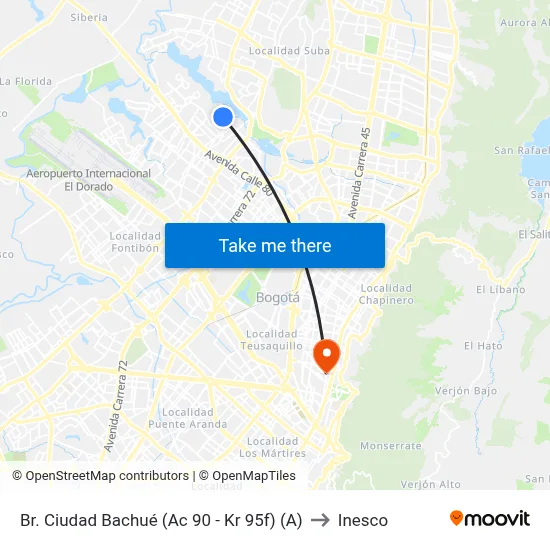 Br. Ciudad Bachué (Ac 90 - Kr 95f) (A) to Inesco map