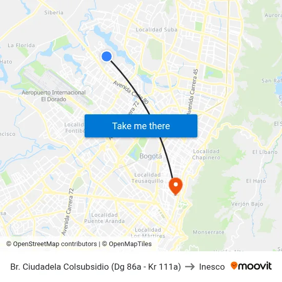 Br. Ciudadela Colsubsidio (Dg 86a - Kr 111a) to Inesco map