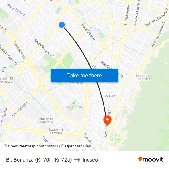 Br. Bonanza (Kr 70f - Kr 72a) to Inesco map