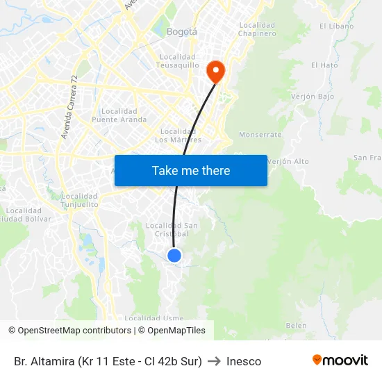 Br. Altamira (Kr 11 Este - Cl 42b Sur) to Inesco map