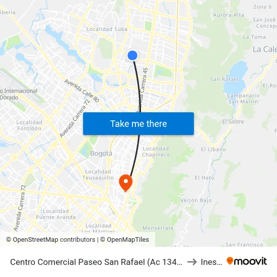 Centro Comercial Paseo San Rafael (Ac 134 - Kr 55a) to Inesco map