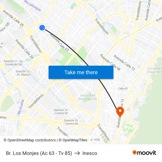 Br. Los Monjes (Ac 63 - Tv 85) to Inesco map