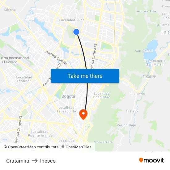 Gratamira to Inesco map