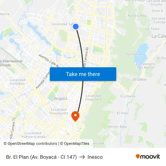 Br. El Plan (Av. Boyacá - Cl 147) to Inesco map