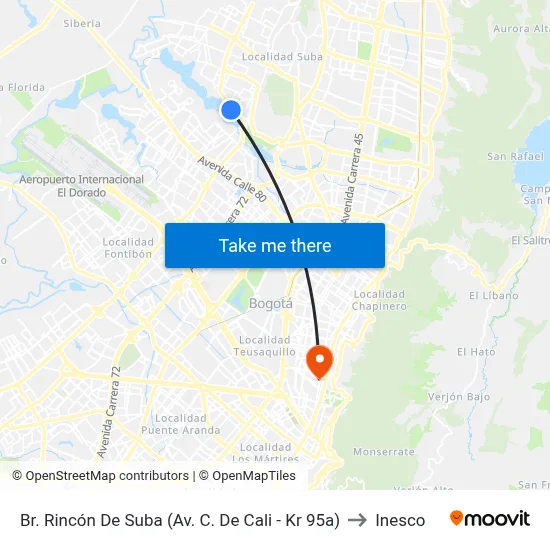Br. Rincón De Suba (Av. C. De Cali - Kr 95a) to Inesco map