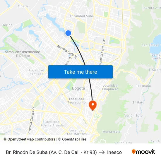 Br. Rincón De Suba (Av. C. De Cali - Kr 93) to Inesco map