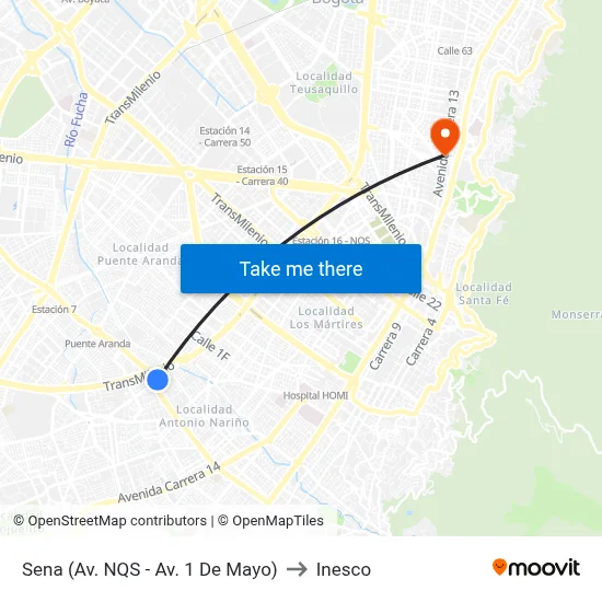 Sena (Av. NQS - Av. 1 De Mayo) to Inesco map