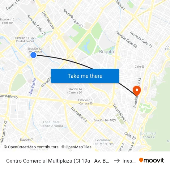 Centro Comercial Multiplaza (Cl 19a - Av. Boyacá) to Inesco map