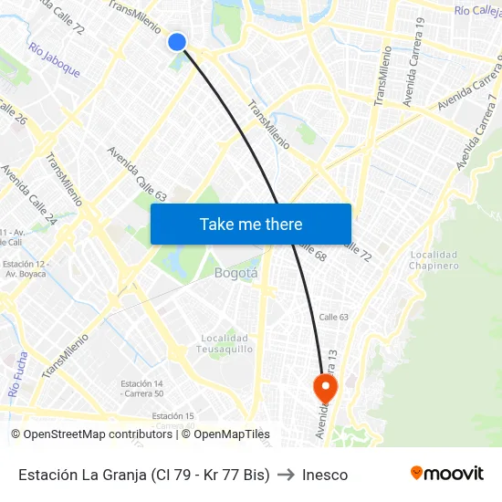 Estación La Granja (Cl 79 - Kr 77 Bis) to Inesco map