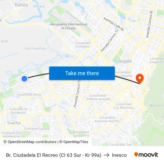 Br. Ciudadela El Recreo (Cl 63 Sur - Kr 99a) to Inesco map