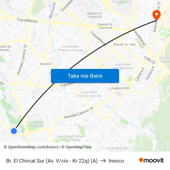 Br. El Chircal Sur (Av. V/cio - Kr 22g) (A) to Inesco map