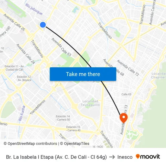 Br. La Isabela I Etapa (Av. C. De Cali - Cl 64g) to Inesco map
