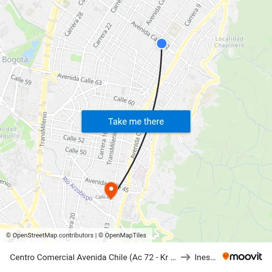 Centro Comercial Avenida Chile (Ac 72 - Kr 10) to Inesco map