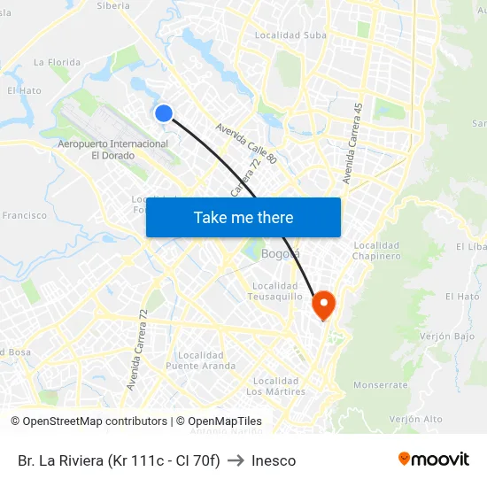 Br. La Riviera (Kr 111c - Cl 70f) to Inesco map