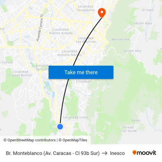 Br. Monteblanco (Av. Caracas - Cl 93b Sur) to Inesco map