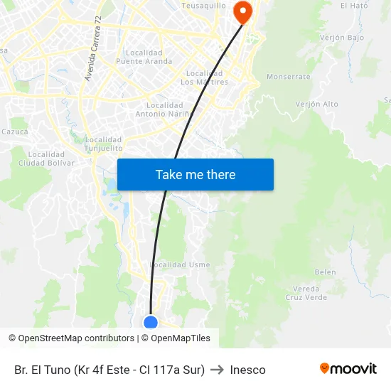 Br. El Tuno (Kr 4f Este - Cl 117a Sur) to Inesco map