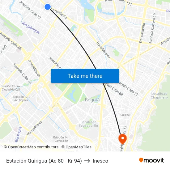 Estación Quirigua (Ac 80 - Kr 94) to Inesco map