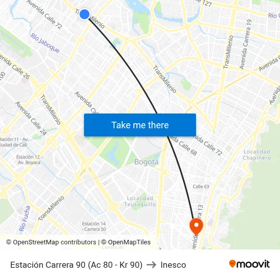Estación Carrera 90 (Ac 80 - Kr 90) to Inesco map