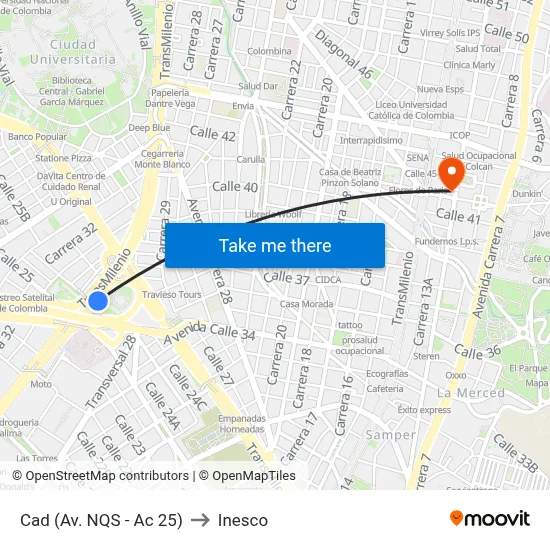 Cad (Av. NQS - Ac 25) to Inesco map