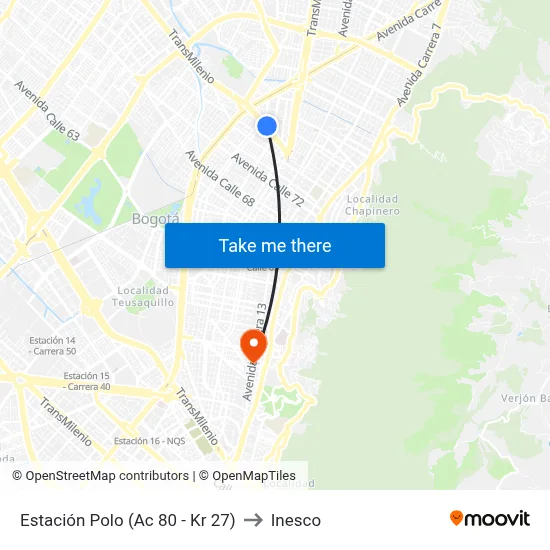 Estación Polo (Ac 80 - Kr 27) to Inesco map