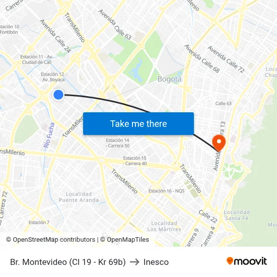 Br. Montevideo (Cl 19 - Kr 69b) to Inesco map