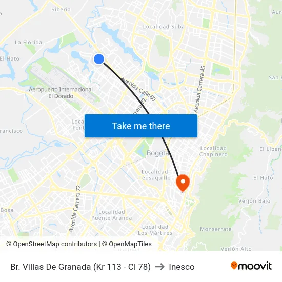 Br. Villas De Granada (Kr 113 - Cl 78) to Inesco map